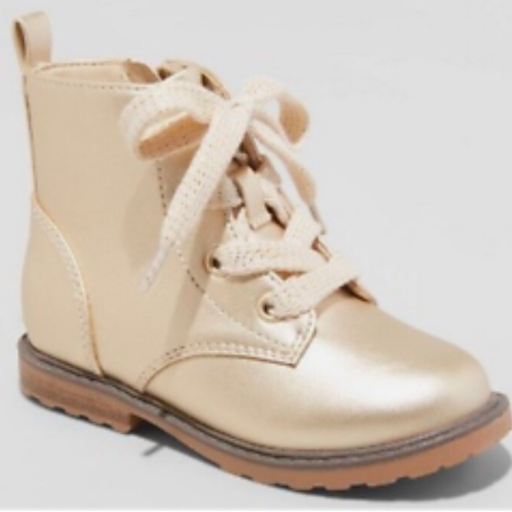 Cat & Jack Giovanna Gold Lace-Up Zipper Boots